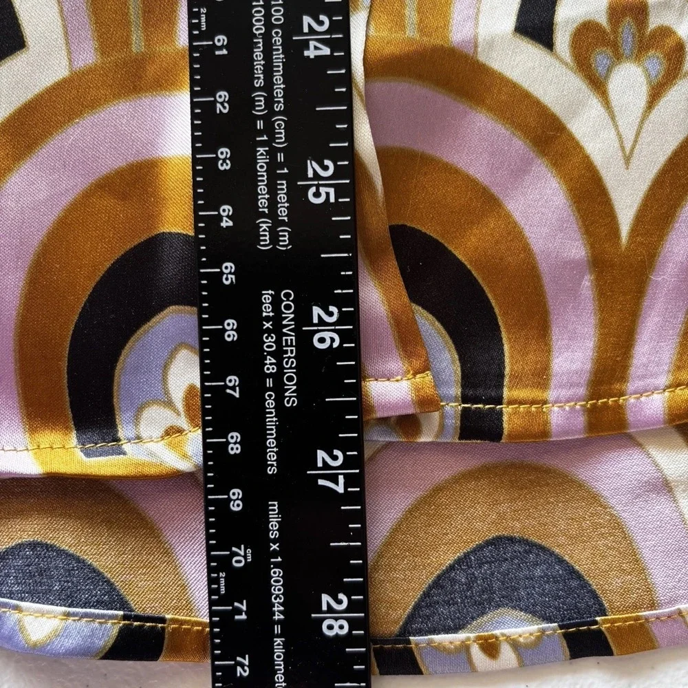 House of Harlow 1960 Blouse Top XL Art Deco Button Up Pink Gold Satin Retro READ - Picture 14 of 16